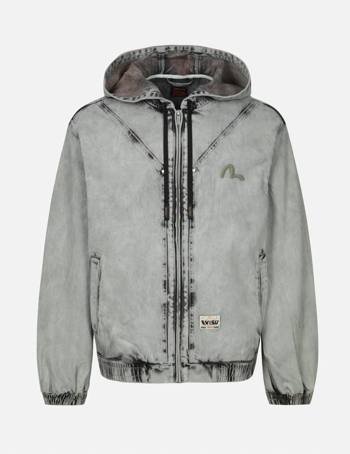 Koinobori and Seagull Embroidery Loose Fit Hooded Denim Jacket sold by Evisu product image thumbnail 2