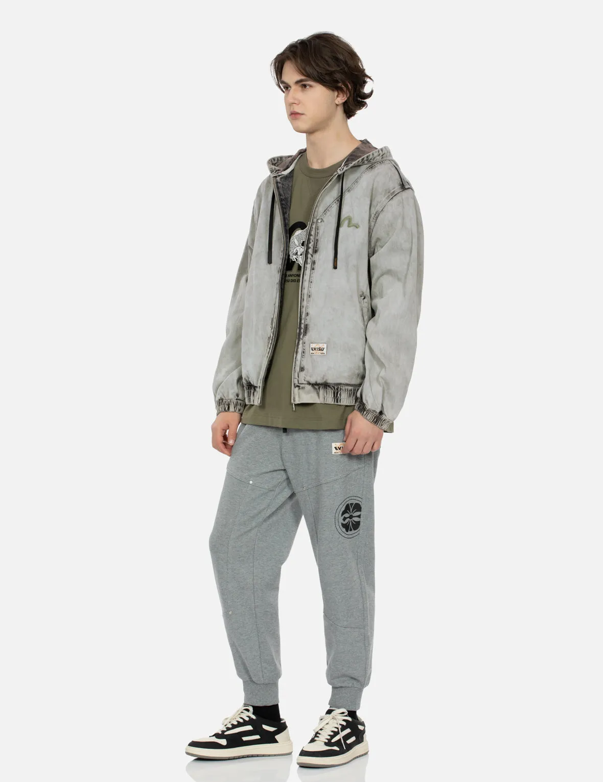 Koinobori and Seagull Embroidery Loose Fit Hooded Denim Jacket sold by Evisu product image thumbnail 4
