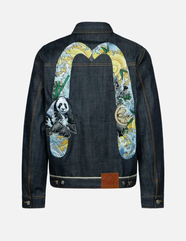 Panda Daicock Embroidery Regular Fit Denim Jacket sold by Evisu