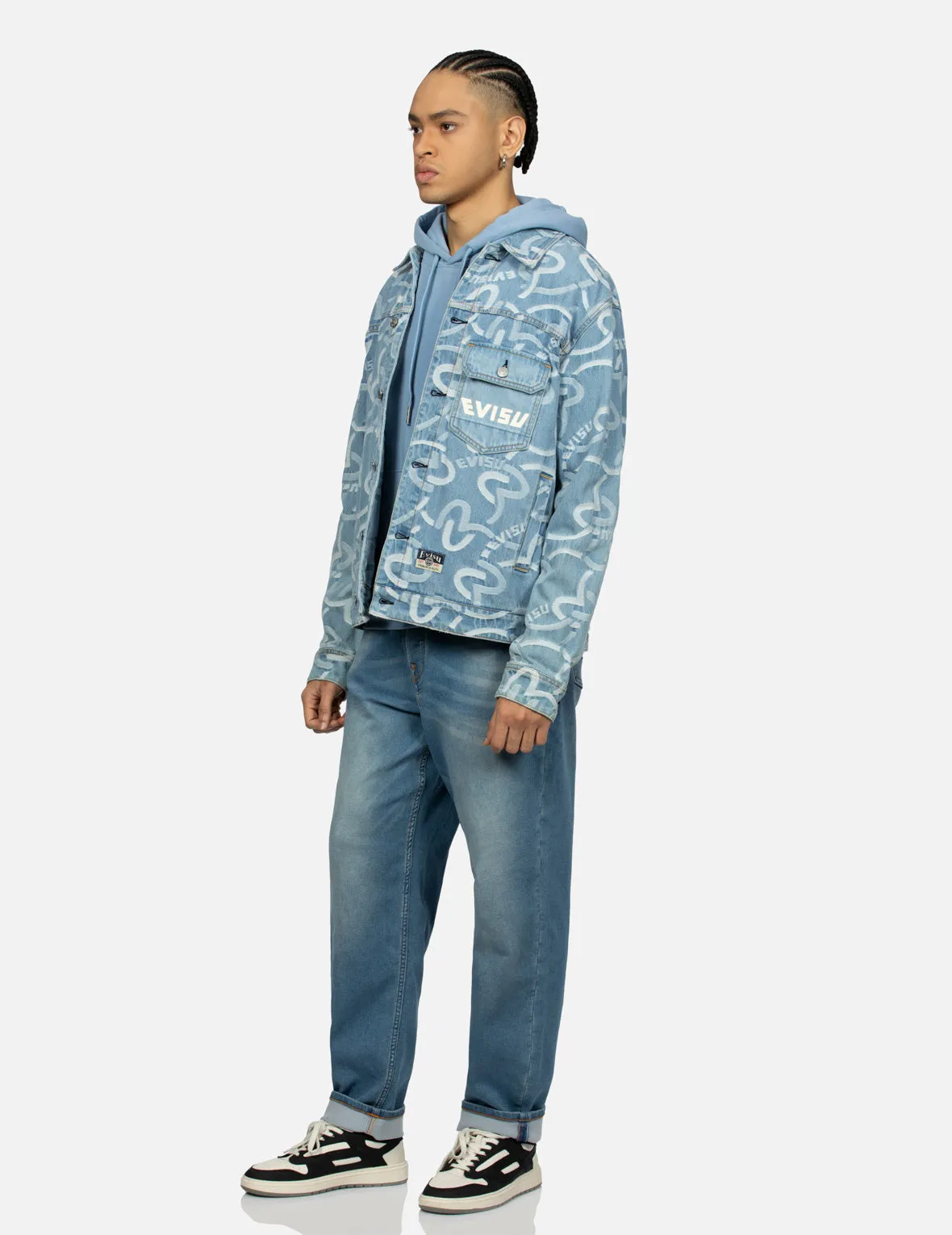 Allover Seagull Jacquard Relax Fit Denim Jacket sold by Evisu product image thumbnail 3