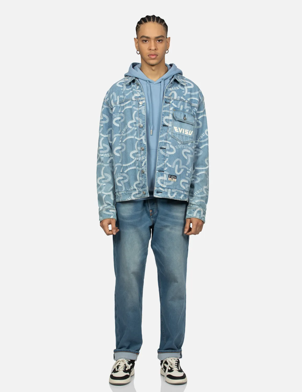 Allover Seagull Jacquard Relax Fit Denim Jacket sold by Evisu product image thumbnail 5