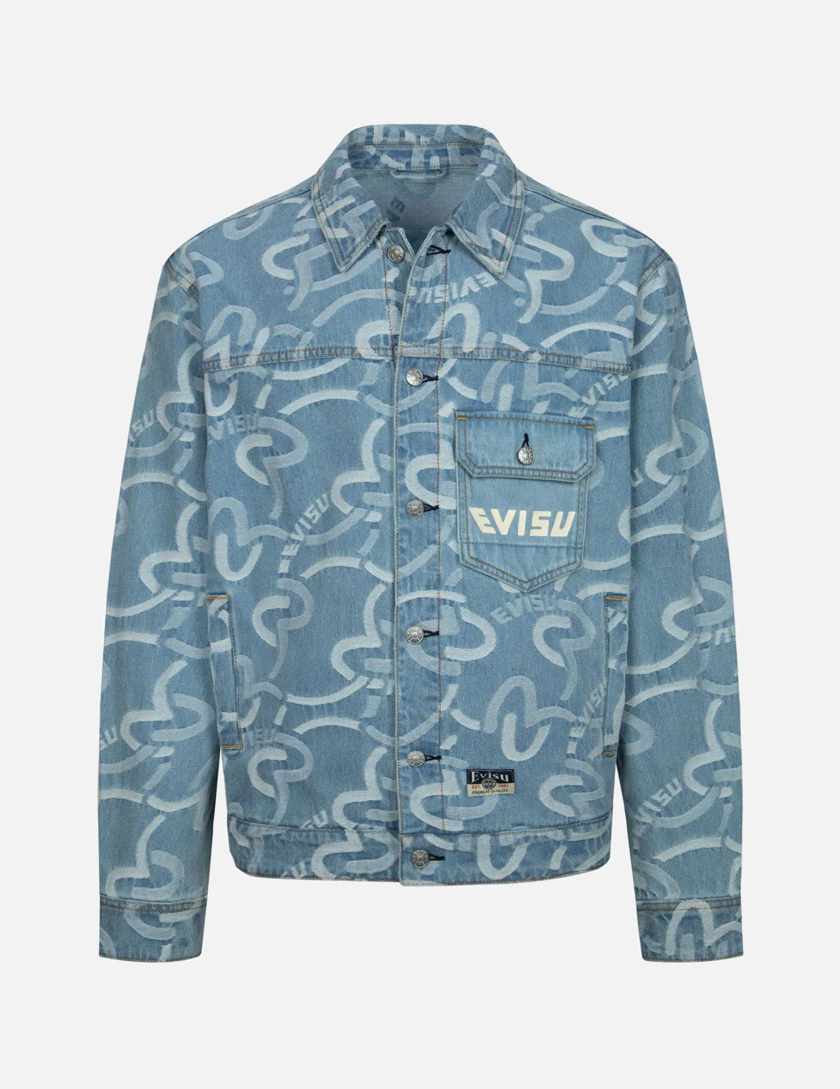 Allover Seagull Jacquard Relax Fit Denim Jacket sold by Evisu