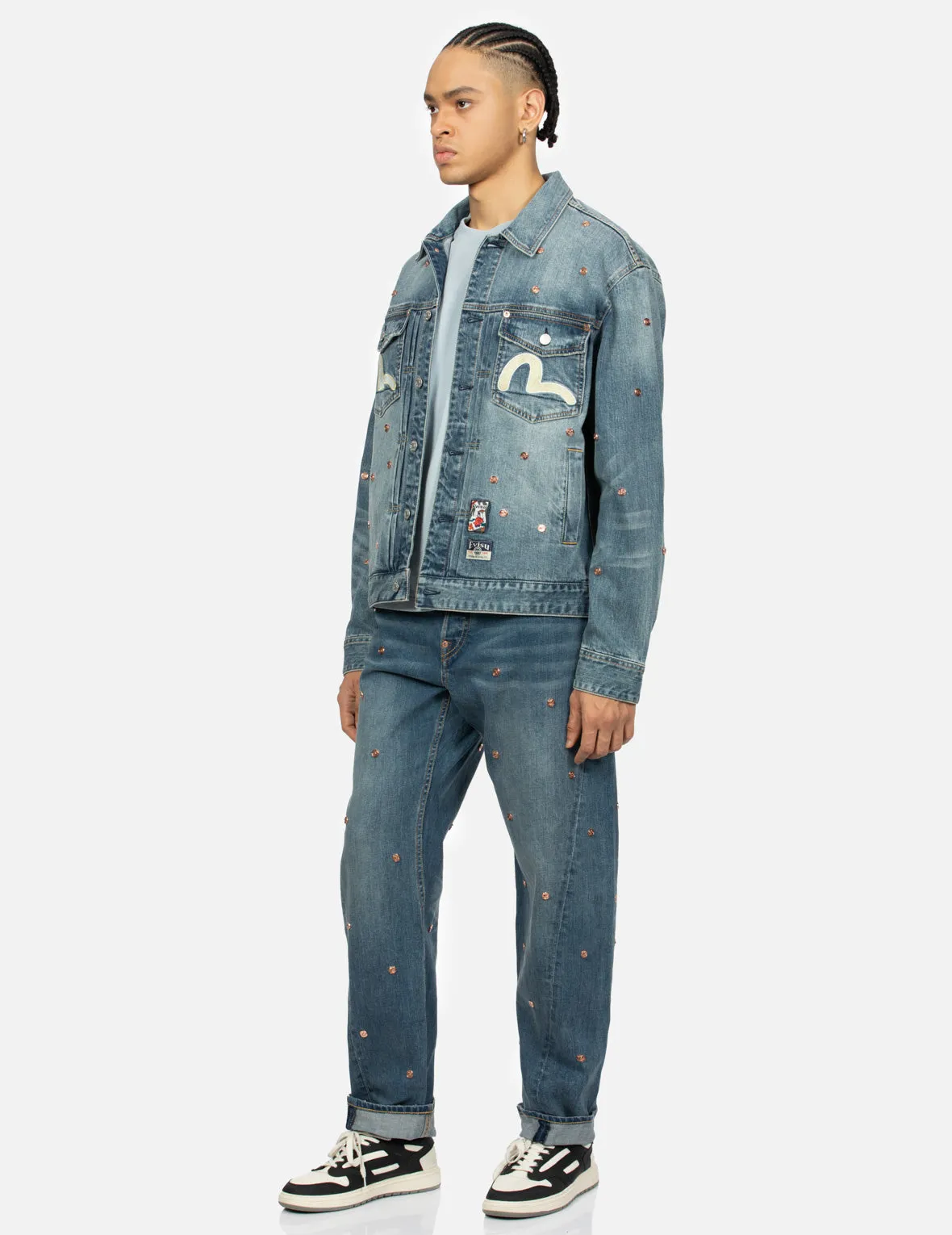 Allover Rivets and Seagull Applique Relax Fit Denim Jacket sold by Evisu product image thumbnail 3