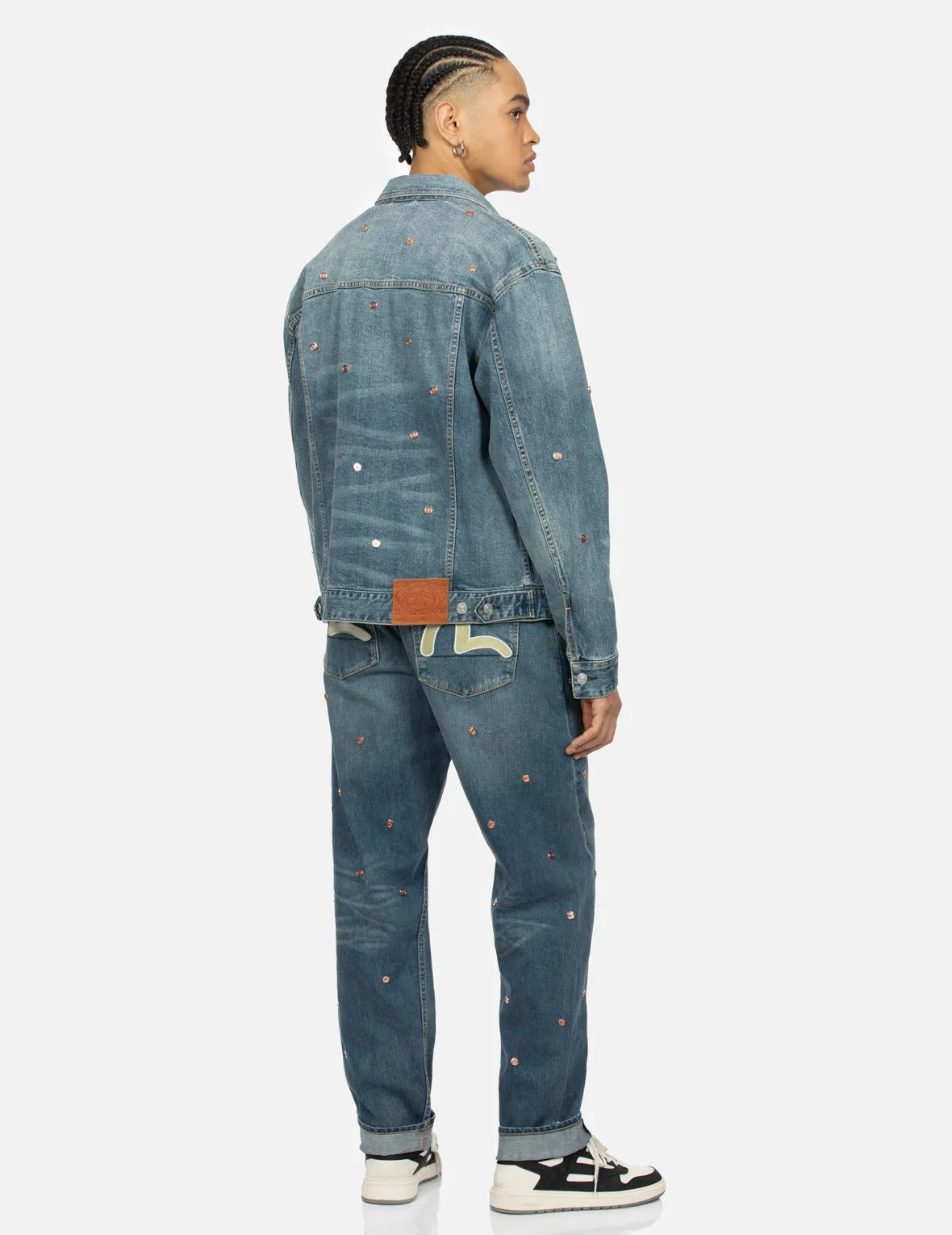 Allover Rivets and Seagull Applique Relax Fit Denim Jacket sold by Evisu product image thumbnail 4