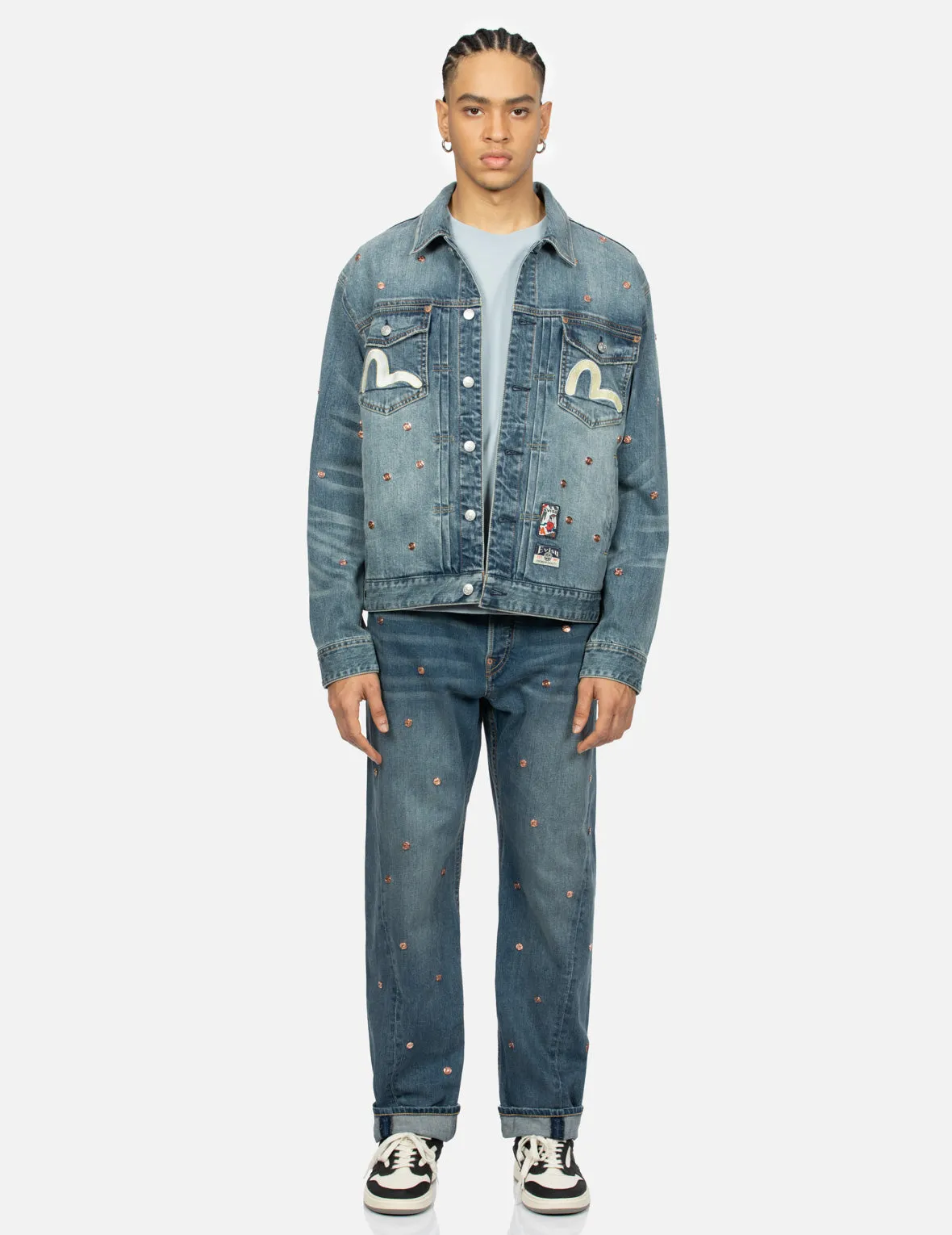 Allover Rivets and Seagull Applique Relax Fit Denim Jacket sold by Evisu product image thumbnail 5