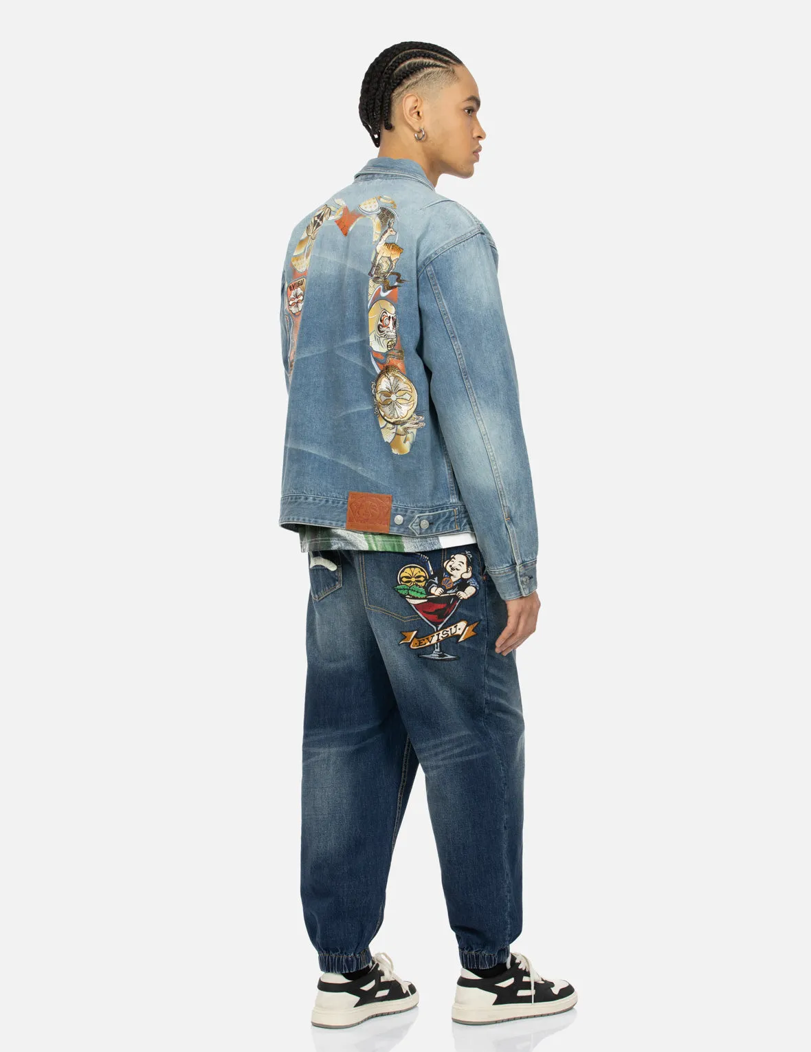 Hanafuda Daruma Daicock Embroidery Relax Fit Denim Jacket sold by Evisu product image thumbnail 3
