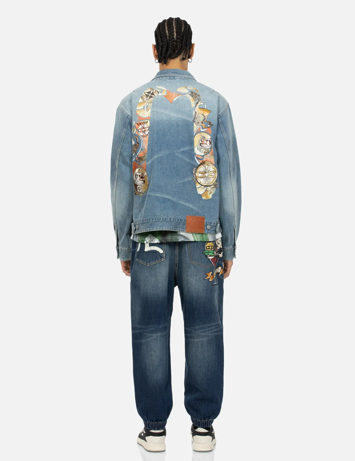 Hanafuda Daruma Daicock Embroidery Relax Fit Denim Jacket sold by Evisu product image thumbnail 5