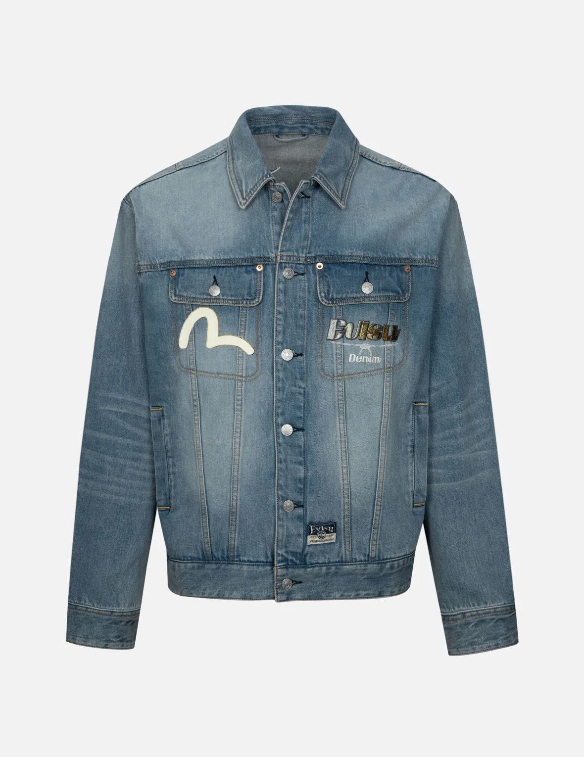 Hanafuda Daruma Daicock Embroidery Relax Fit Denim Jacket sold by Evisu product image thumbnail 2