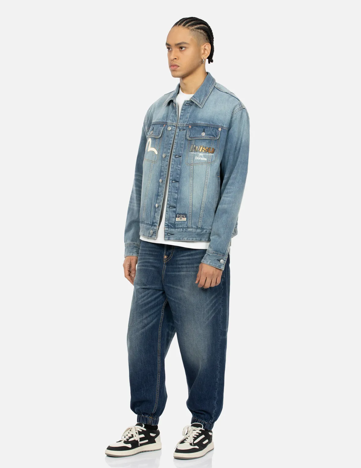 Hanafuda Daruma Daicock Embroidery Relax Fit Denim Jacket sold by Evisu product image thumbnail 4