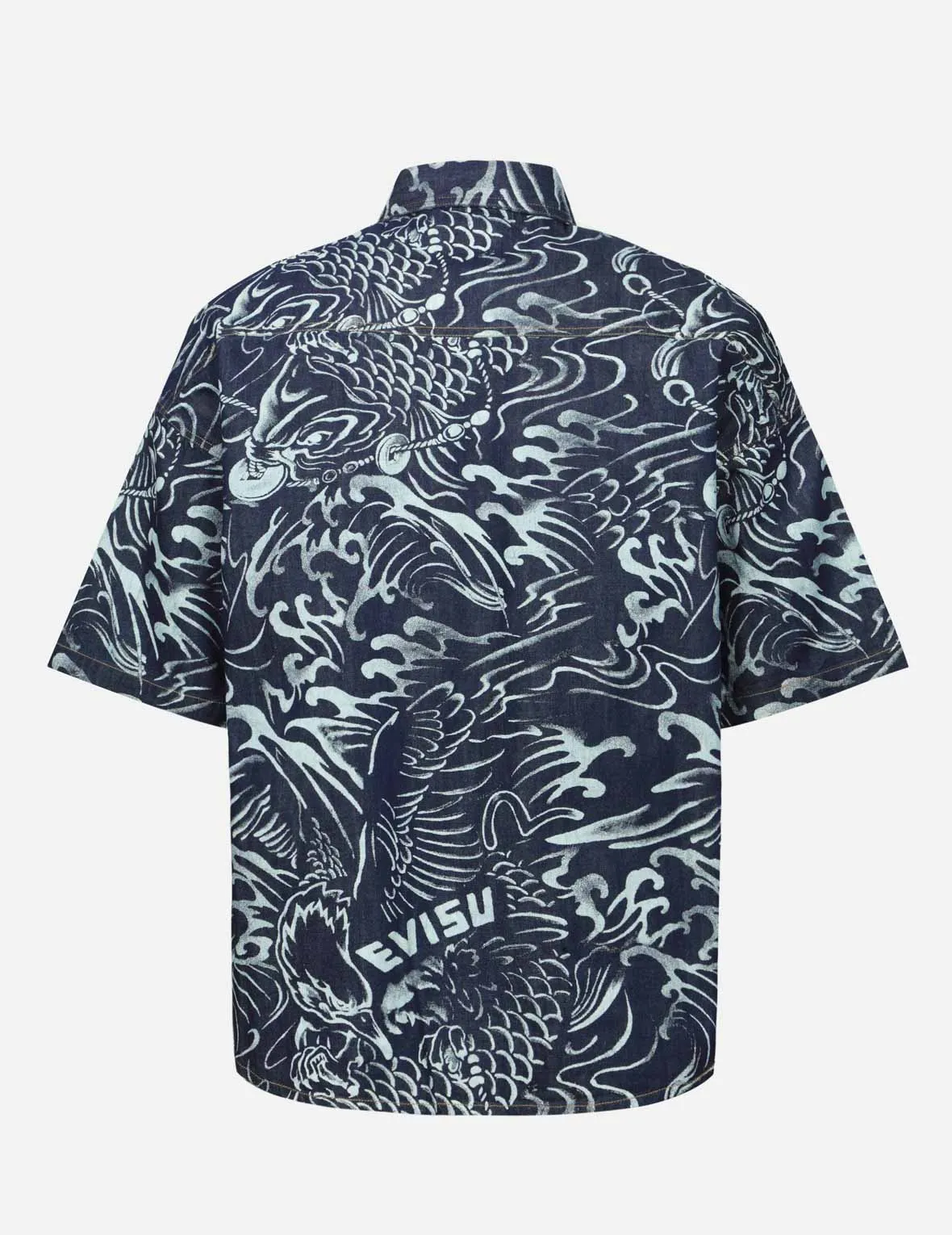Allover Seagull and Carp Extracted Print Loose Fit Denim Shirt sold by Evisu product image thumbnail 2