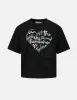 Glitter Graphic Print Fashion Fit Gathered T-Shirt sold by Evisu