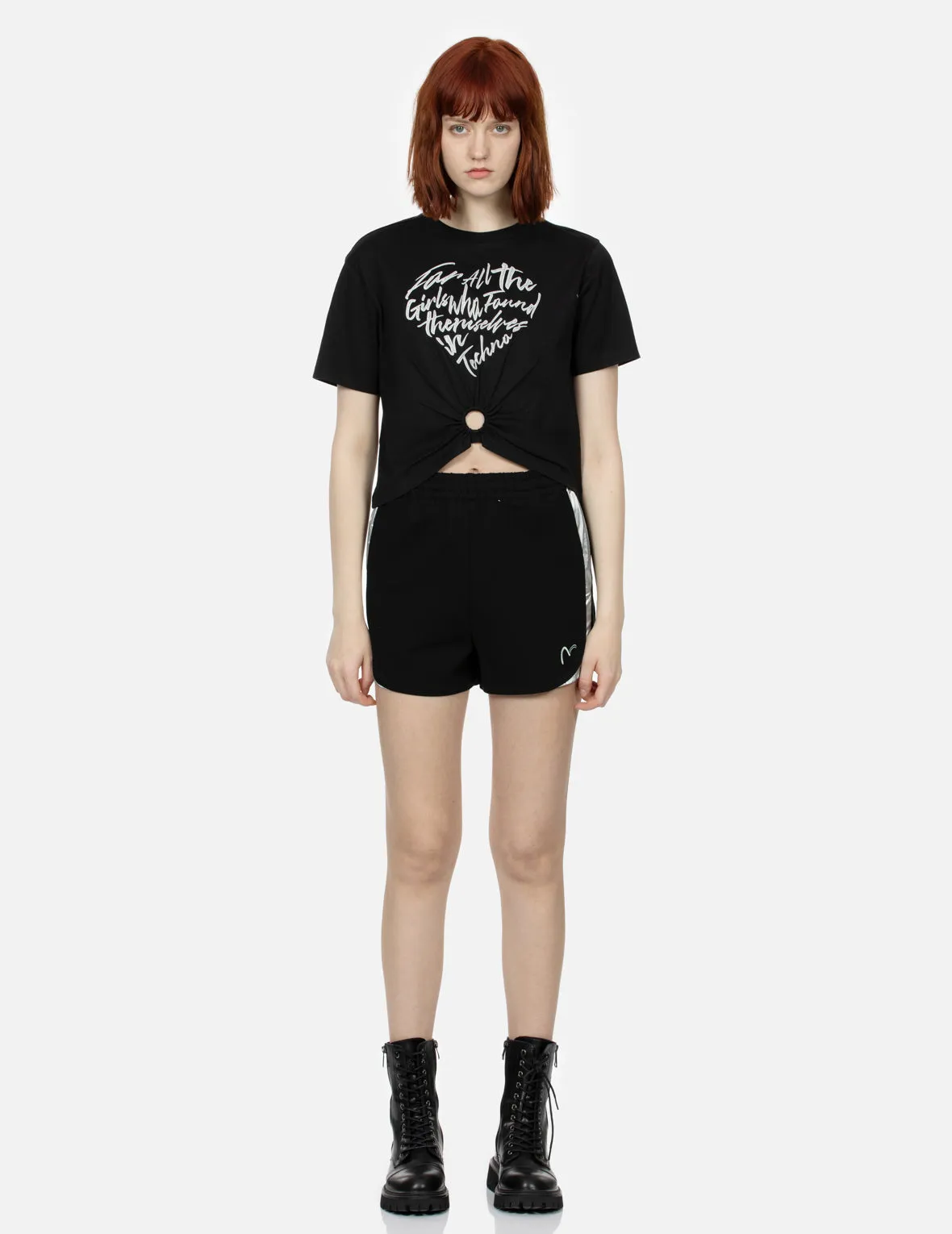 Glitter Graphic Print Fashion Fit Gathered T-Shirt sold by Evisu product image thumbnail 4