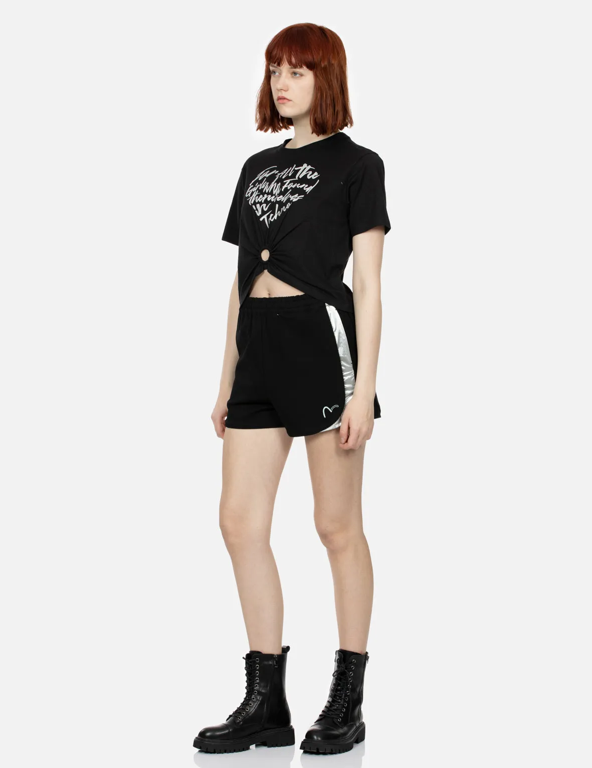 Glitter Graphic Print Fashion Fit Gathered T-Shirt sold by Evisu product image thumbnail 2