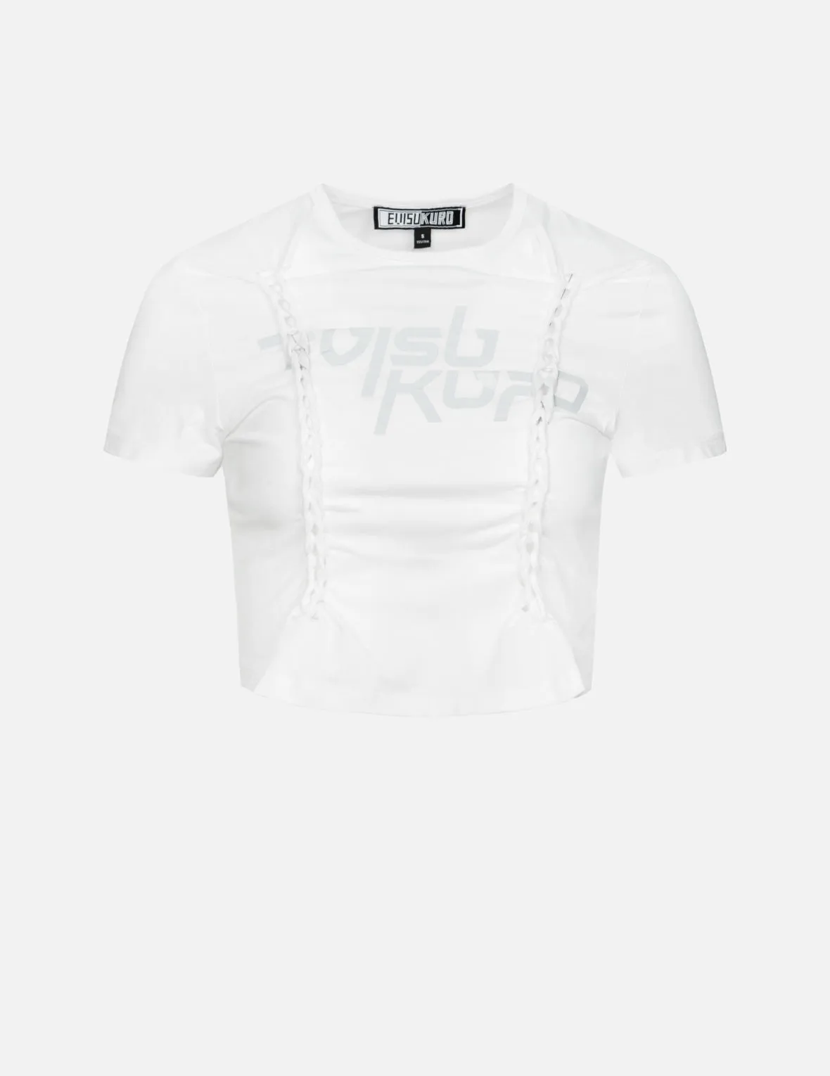 Logo Print Knotted Cropped Tee sold by Evisu