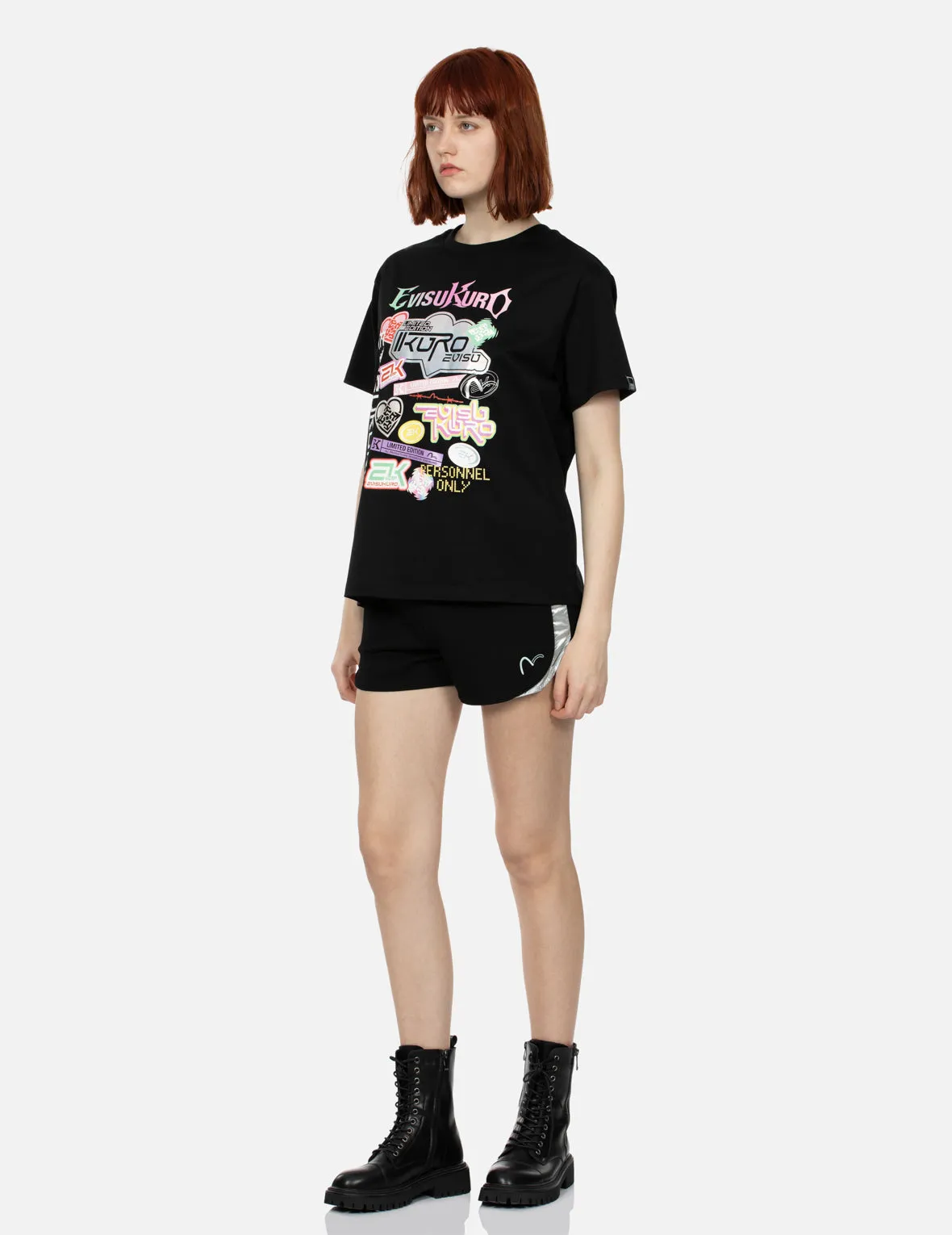 Y2K Holographic Sticker Print Boyfriend T-shirt sold by Evisu product image thumbnail 3