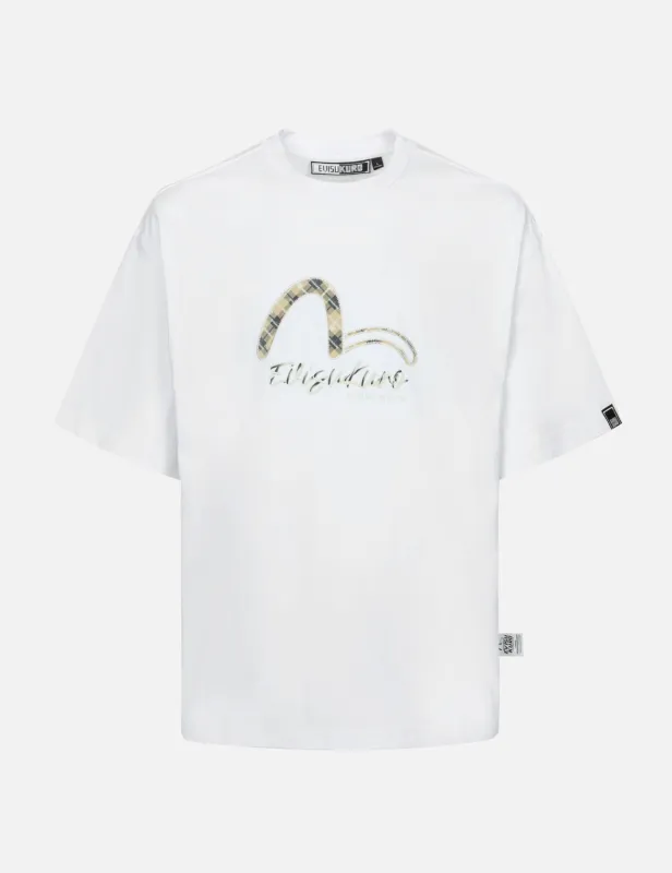 Paisley Check Insert Seagull Loose Fit T-shirt sold by Evisu