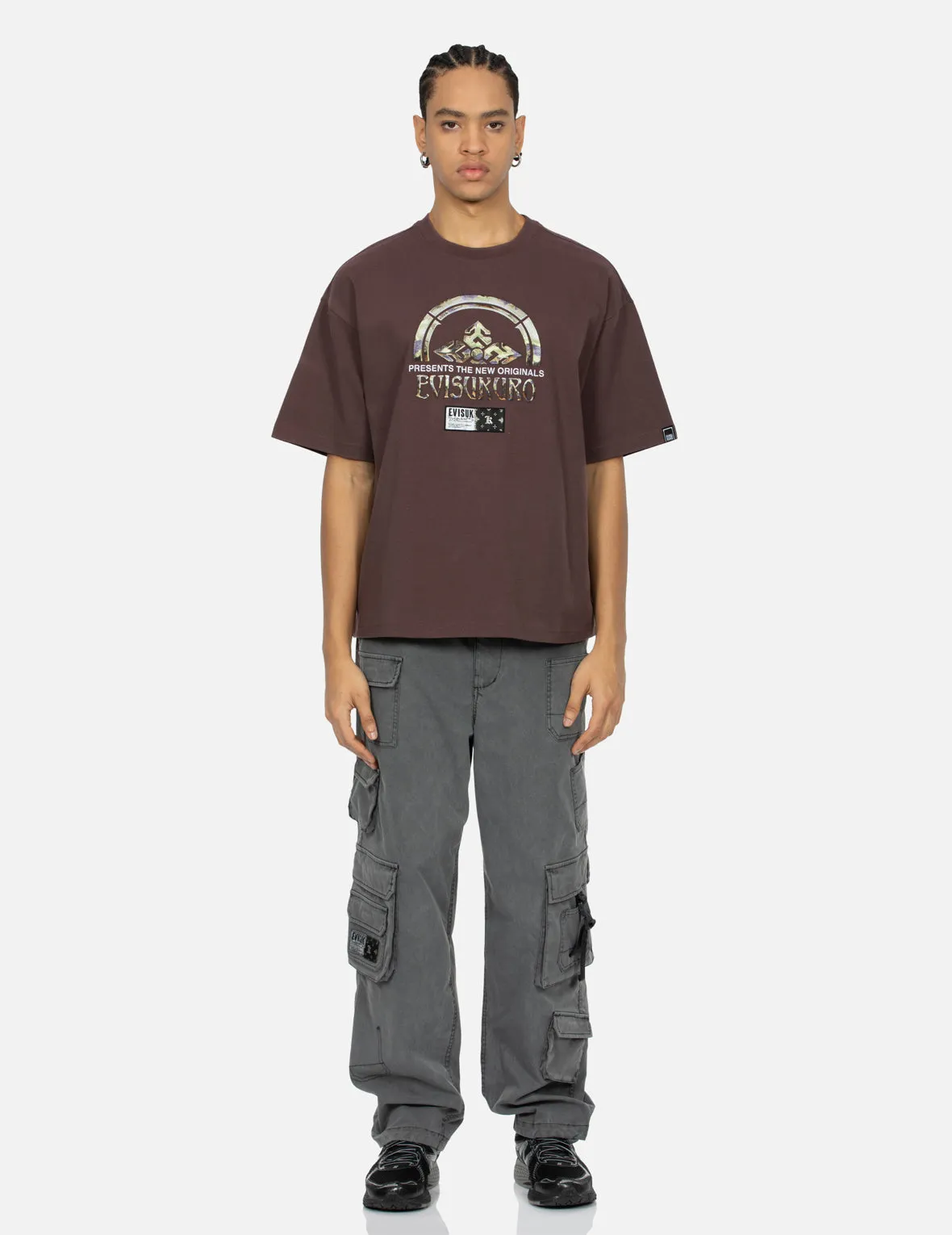 Rock-textured Print and Logo Embroidery Loose Fit T-shirt sold by Evisu product image thumbnail 5