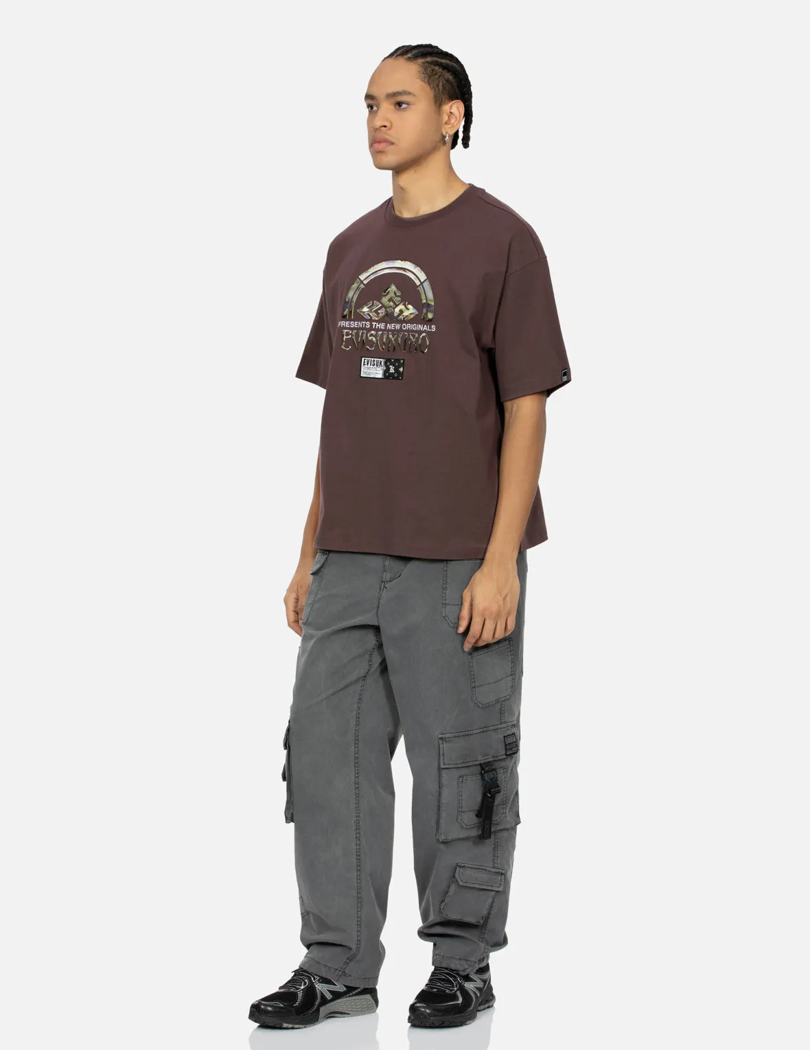 Rock-textured Print and Logo Embroidery Loose Fit T-shirt sold by Evisu product image thumbnail 3