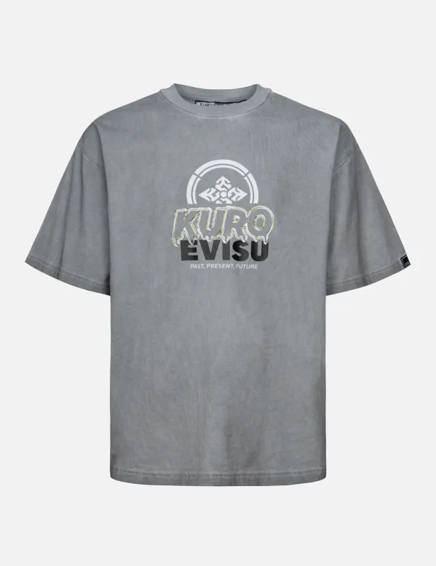 Kamon and Melting Metallic Logo Print Loose Fit T-Shirt sold by Evisu