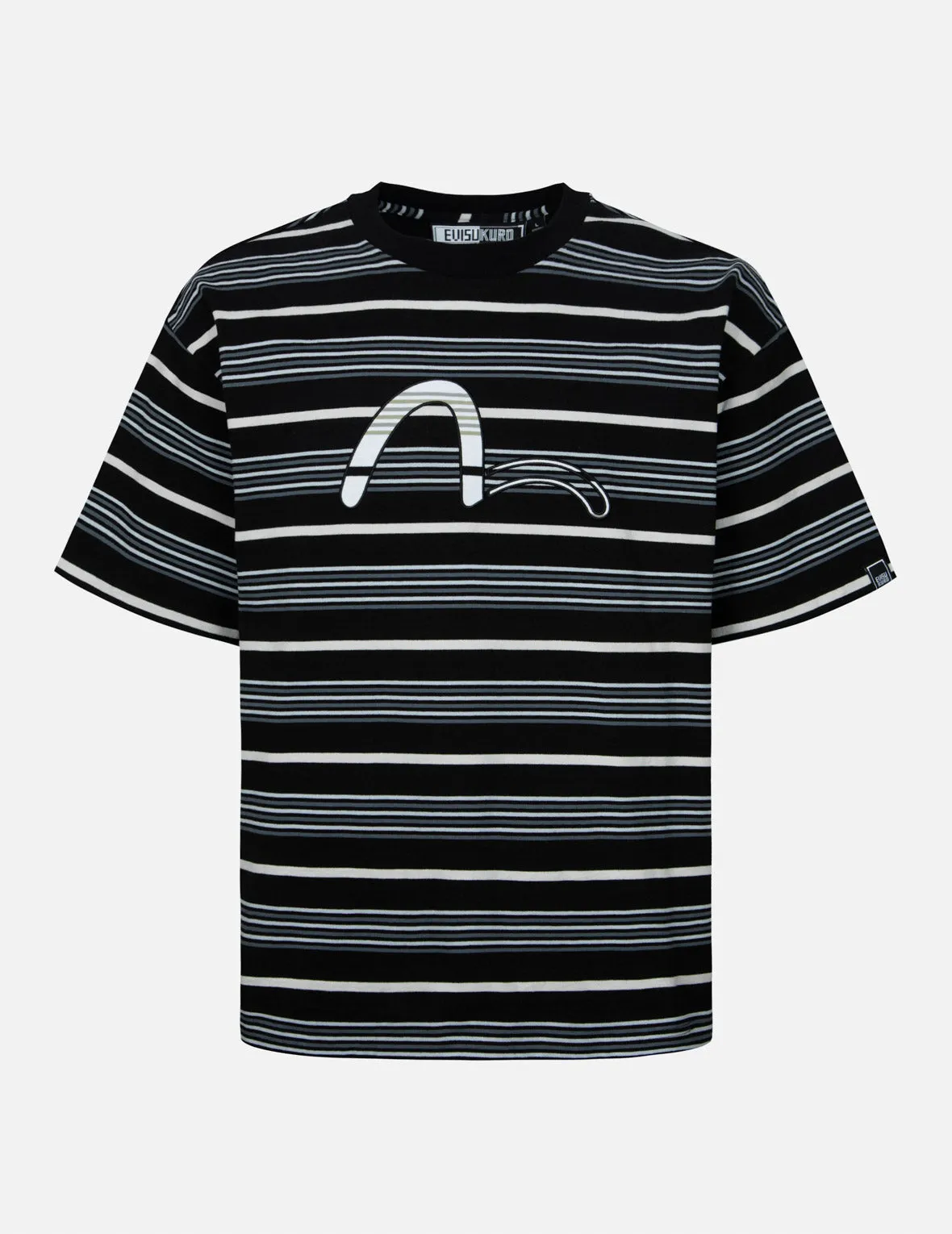Striped Seagull Appliqué Embroidery Loose Fit T-shirt sold by Evisu