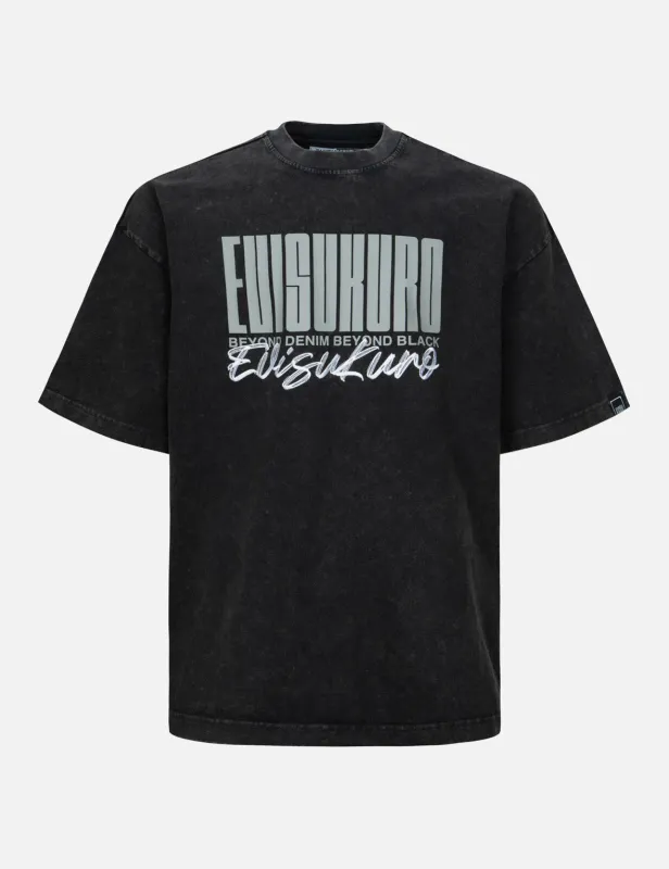 Logo and Slogan Print Oversized Pigment Dye T-Shirt sold by Evisu