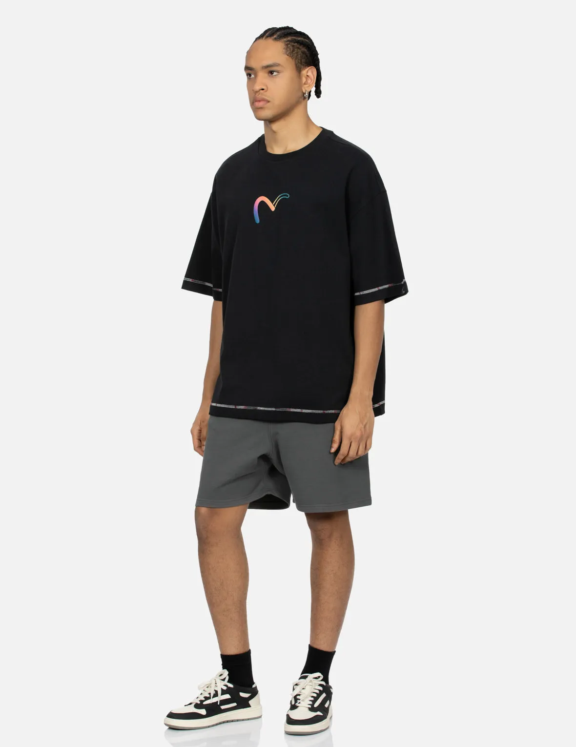 Logo and Seagull 3D print Relax Fit Sweat Shorts sold by Evisu product image thumbnail 3