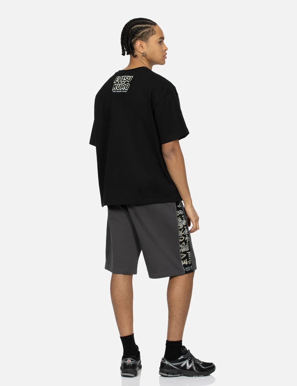 Side Zip Allover Paisley Print and Seagull Embroidery Regular Fit Sweat Shorts sold by Evisu product image thumbnail 4