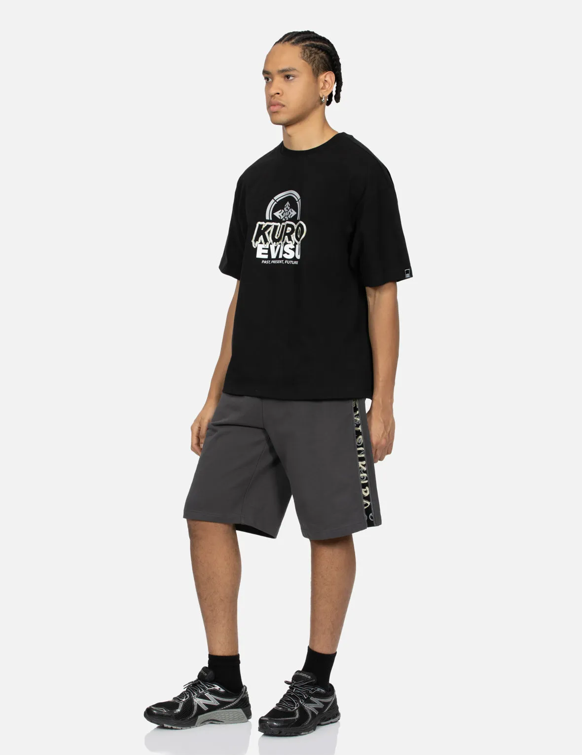 Side Zip Allover Paisley Print and Seagull Embroidery Regular Fit Sweat Shorts sold by Evisu product image thumbnail 3