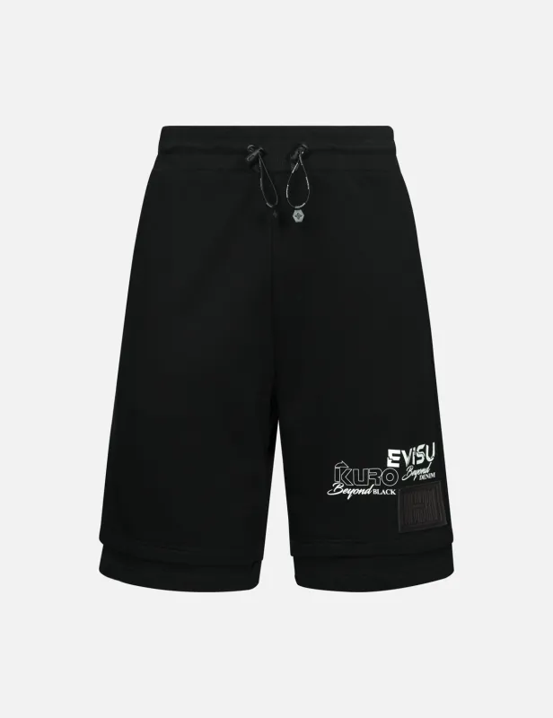 Multi Branding Regular Fit Layered Sweat Shorts sold by Evisu