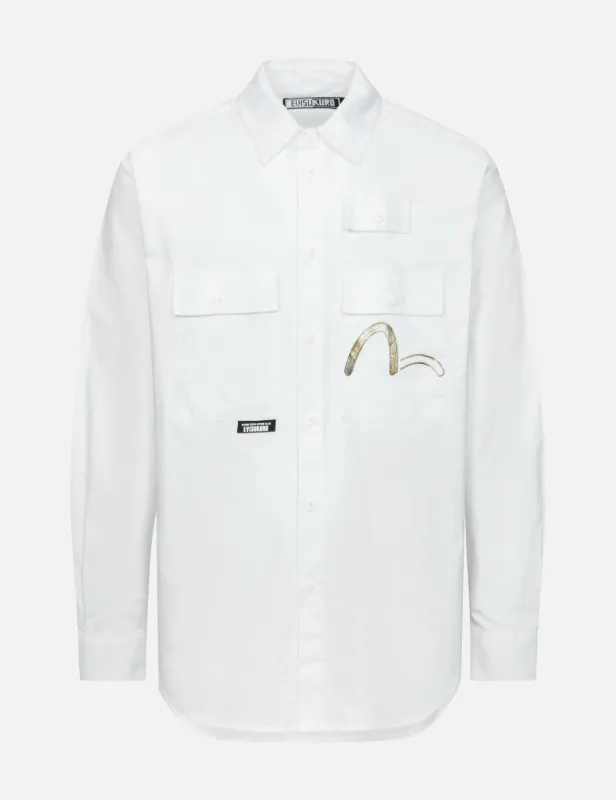 Multi-Pocket and Seagull Print Relax Fit Shirt sold by Evisu