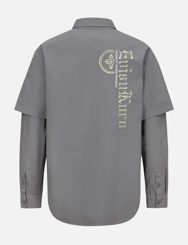 Logo Embroidery Mock 2-In-1 Relax Fit Shirt sold by Evisu