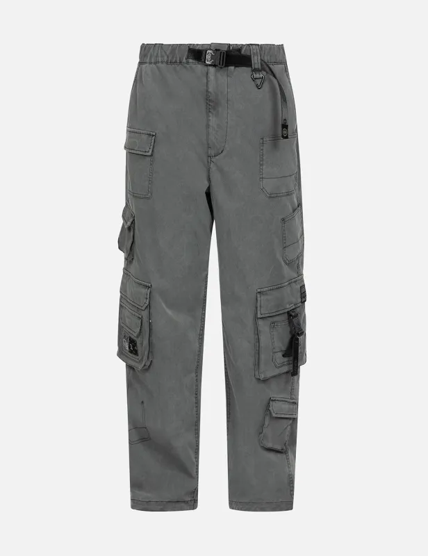 Seagull Print and Multiple Woven Labels Wide-leg Cargo Pants sold by Evisu