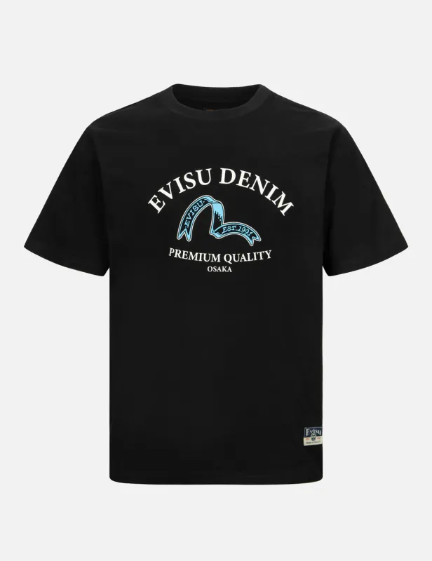 Ribbon Seagull and Logo Print Regular Fit T-shirt sold by Evisu