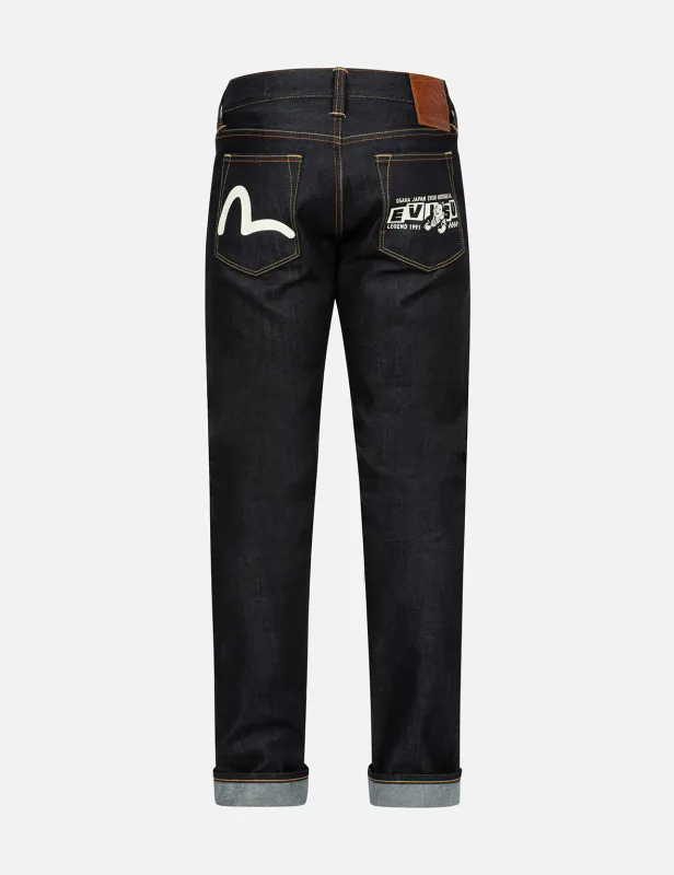 Playful Godhead and Seagull Print Slim Fit Denim Jeans #2010 sold by Evisu