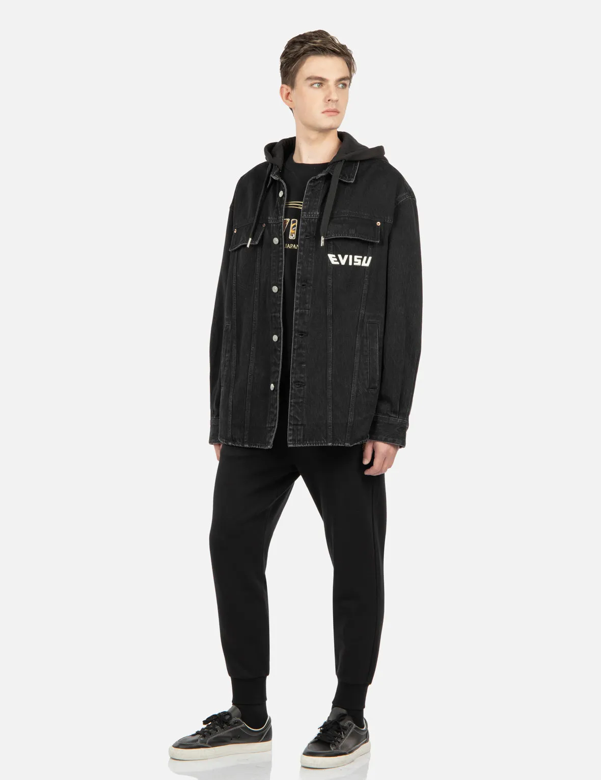 Tattoo Koi Embroidery Denim Shirt Jacket with Detachable Hood sold by Evisu product image thumbnail 4