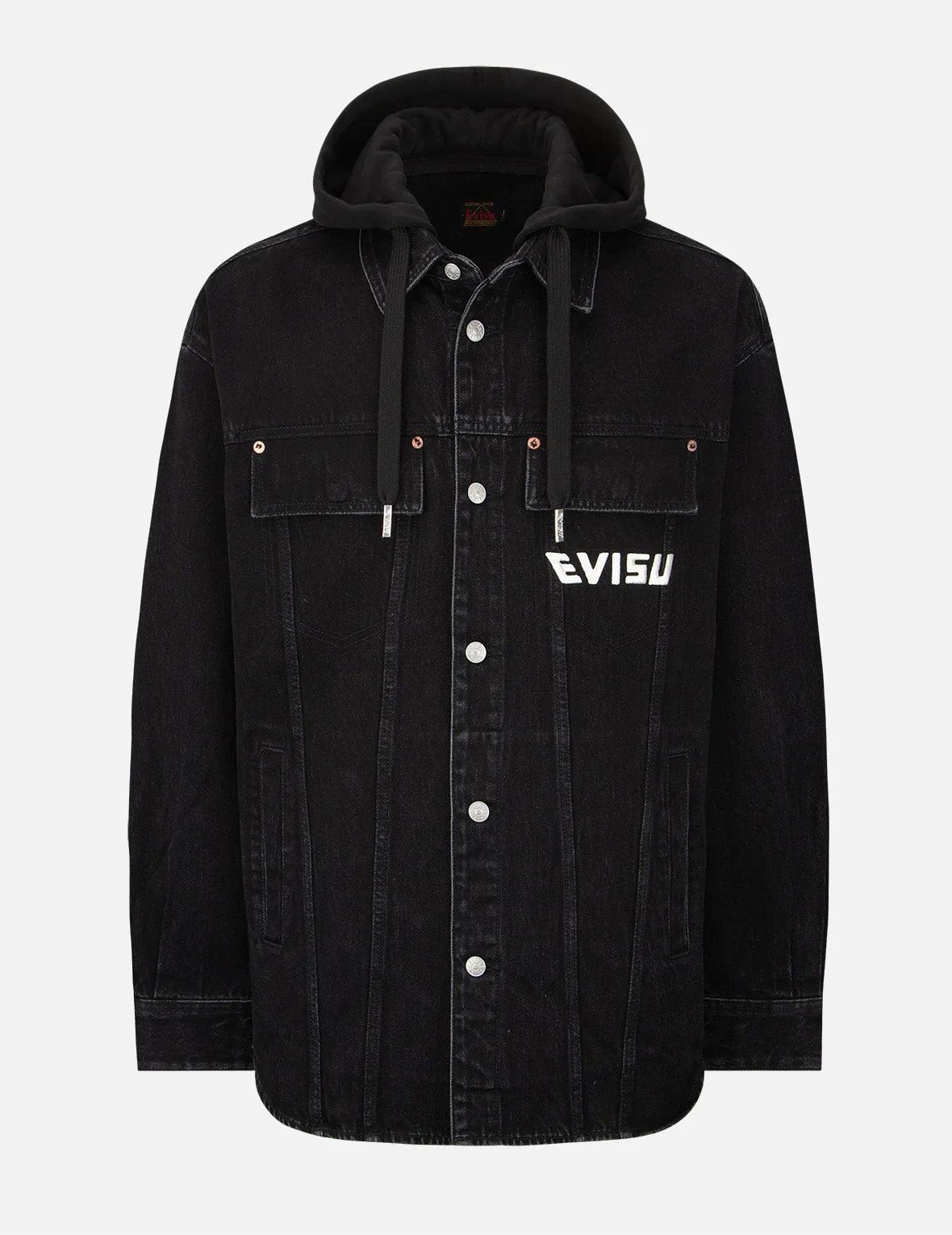Tattoo Koi Embroidery Denim Shirt Jacket with Detachable Hood sold by Evisu product image thumbnail 2