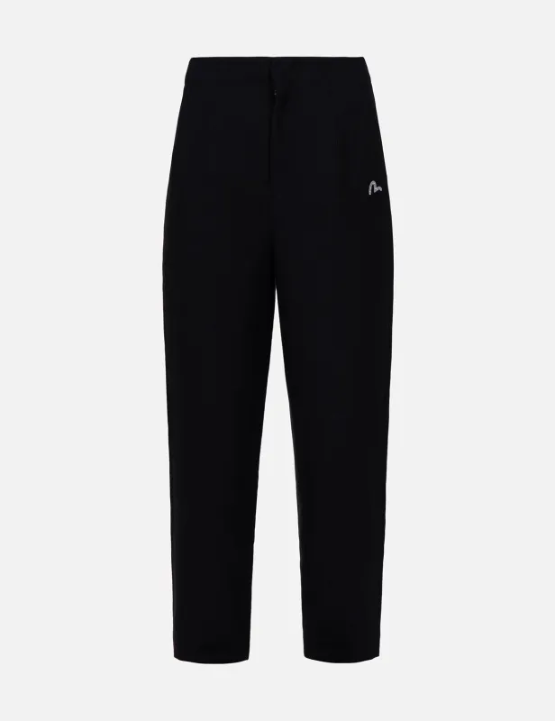 Seagull Embroidery Wool-mix Taper Pants sold by Evisu