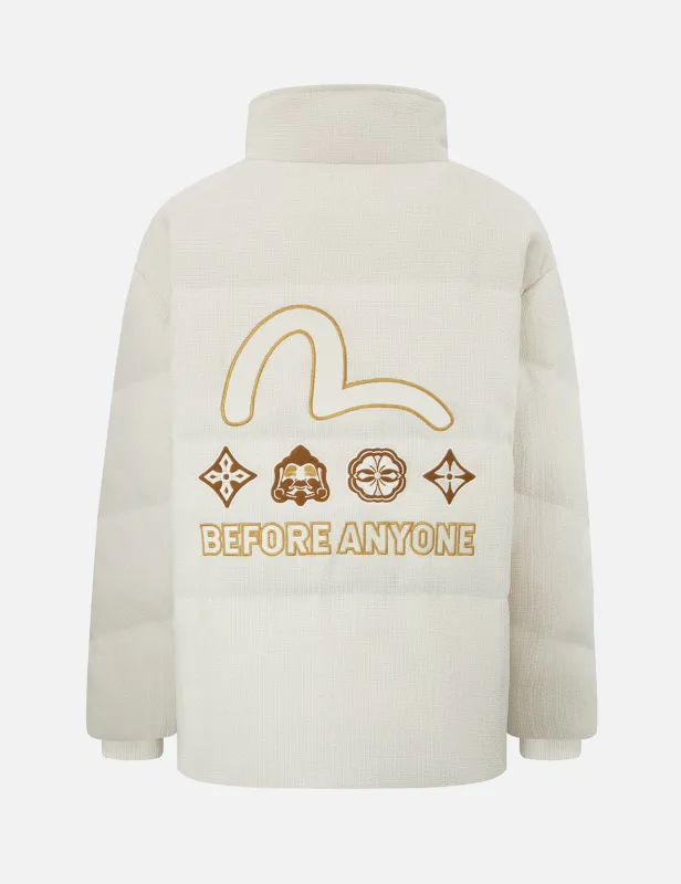 Seagull Appliqué Corduroy Down Jacket sold by Evisu