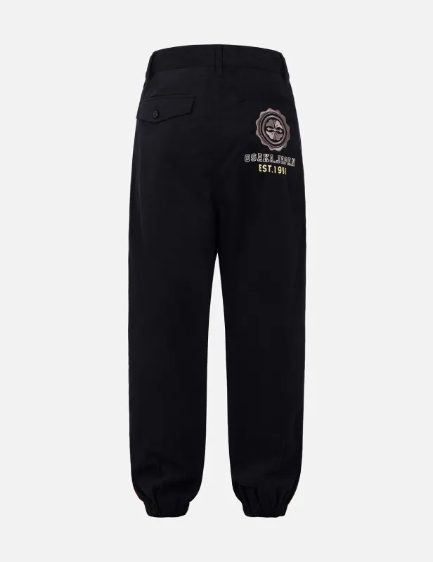 Kamon Embroidery Wide Leg Joggers sold by Evisu