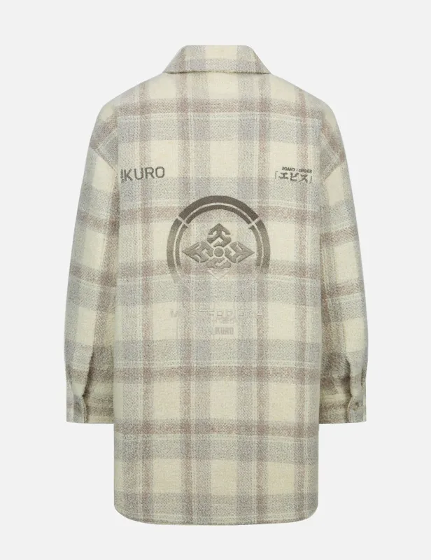 Gradient Kamon Embroidery Plaid Shirt Jacket sold by Evisu