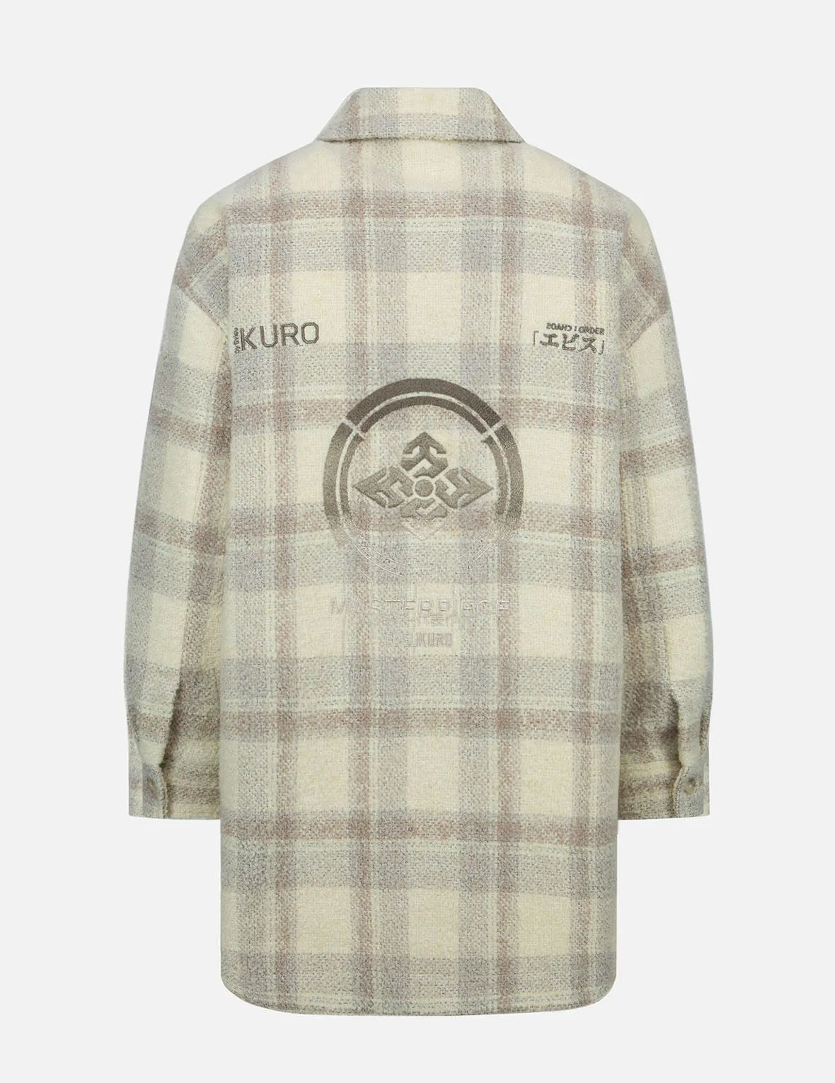 Gradient Kamon Embroidery Plaid Shirt Jacket sold by Evisu