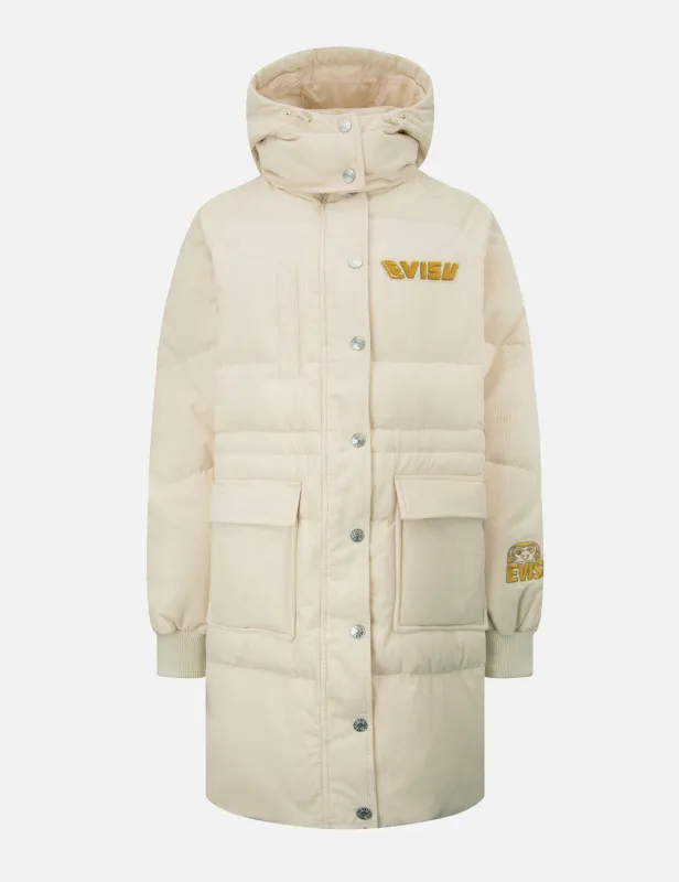 EVISU Squad Embroidery Corduroy Down Coat sold by Evisu