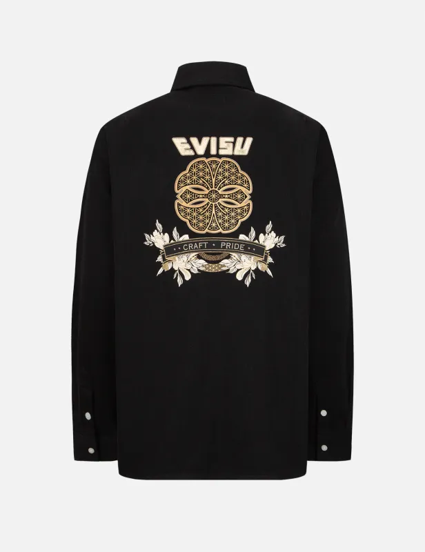 Brocade Kamon Foil-print Denim Shirt sold by Evisu