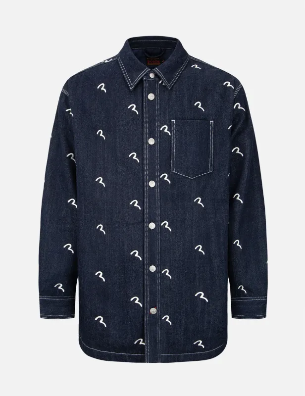 Allover Seagull Embroidery Padded Shirt Jacket sold by Evisu