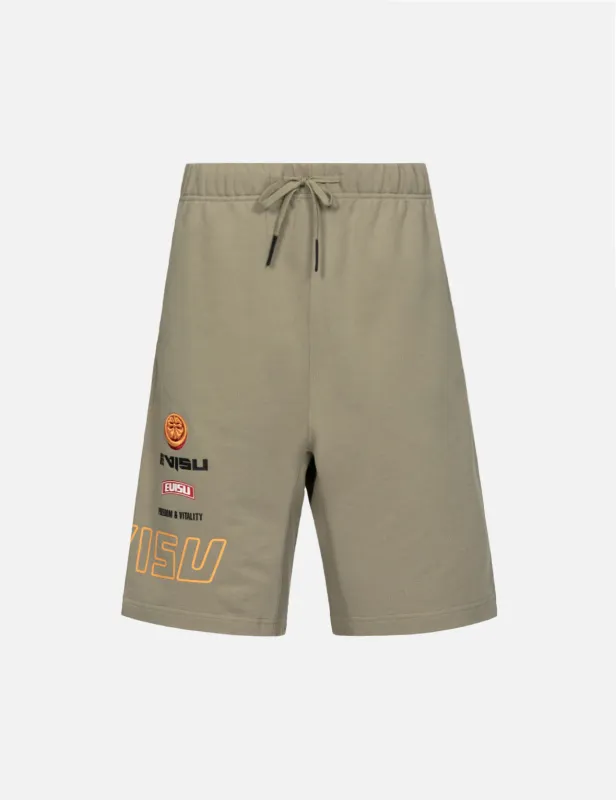 Logo Print and Kamon Embroidery Sweat Shorts sold by Evisu