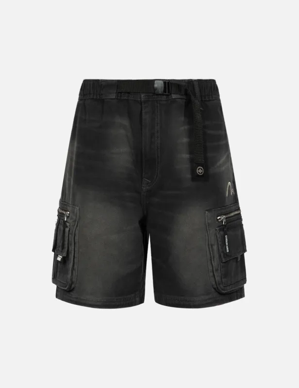 Logo Embroidery Belted Cargo Shorts sold by Evisu