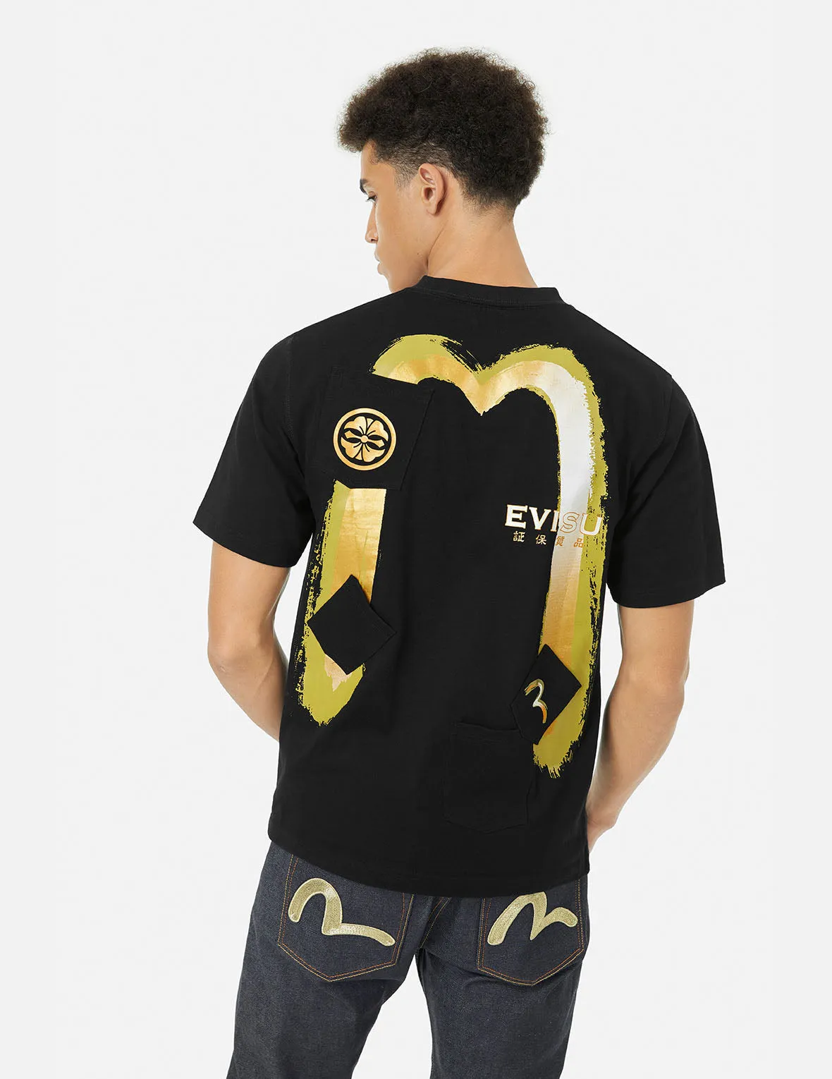 Multi-Pocket Print and Seagull Brushstroke Daicock Print Regular Fit T-Shirt sold by Evisu