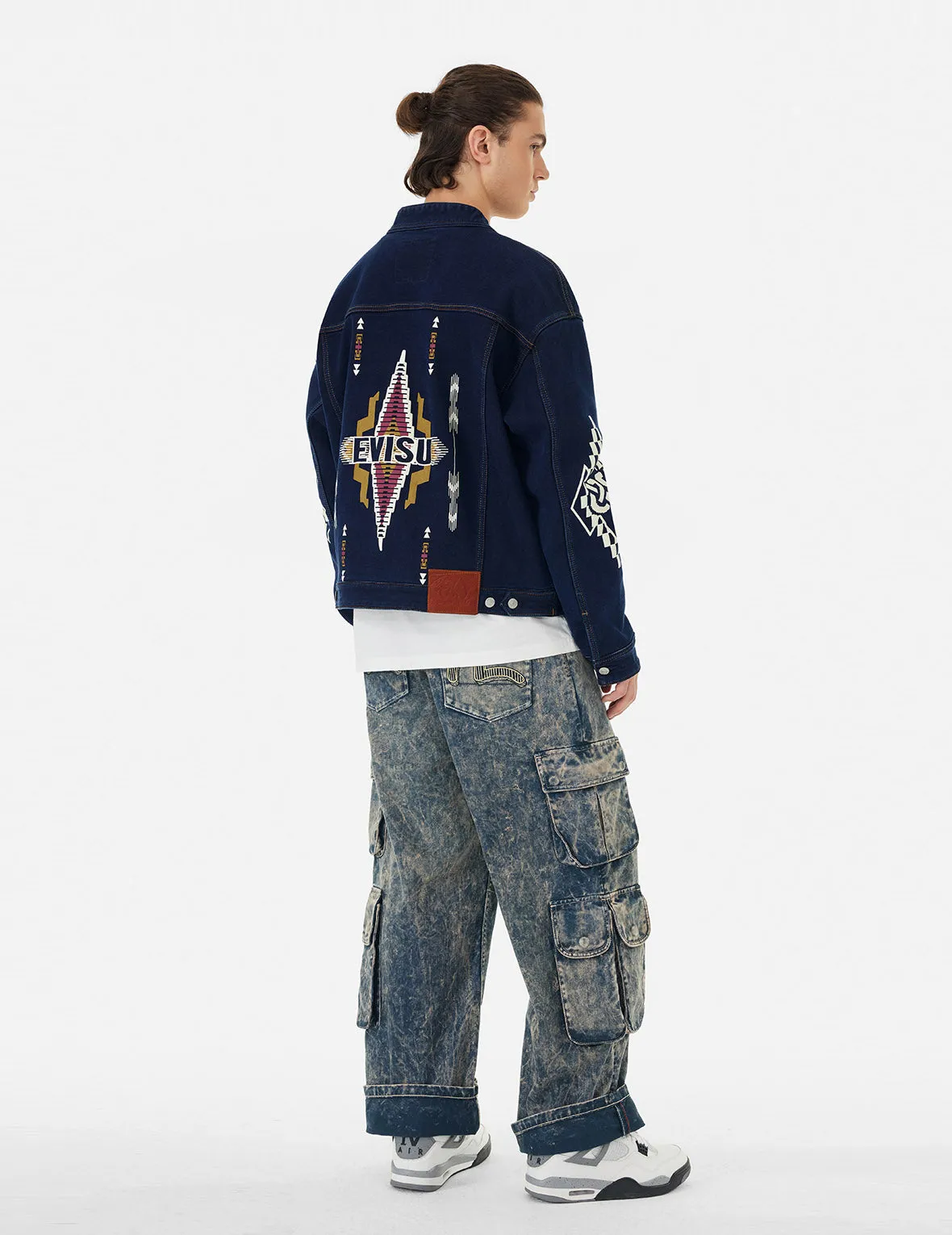 Chimayo Tapestry and Seagull Print Reversible Boxy Denim Jacket sold by Evisu product image thumbnail 4