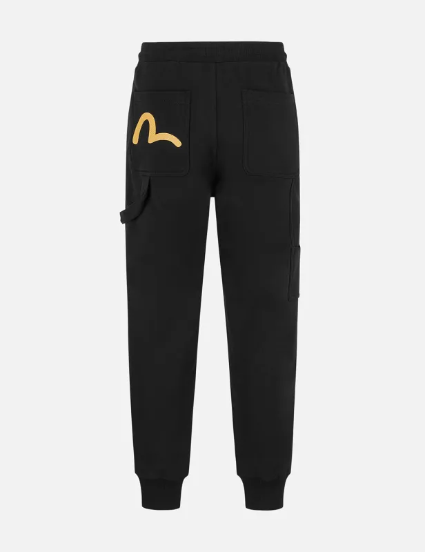 Hanafuda Kamon Embroidery Loose Fit Sweatpants sold by Evisu