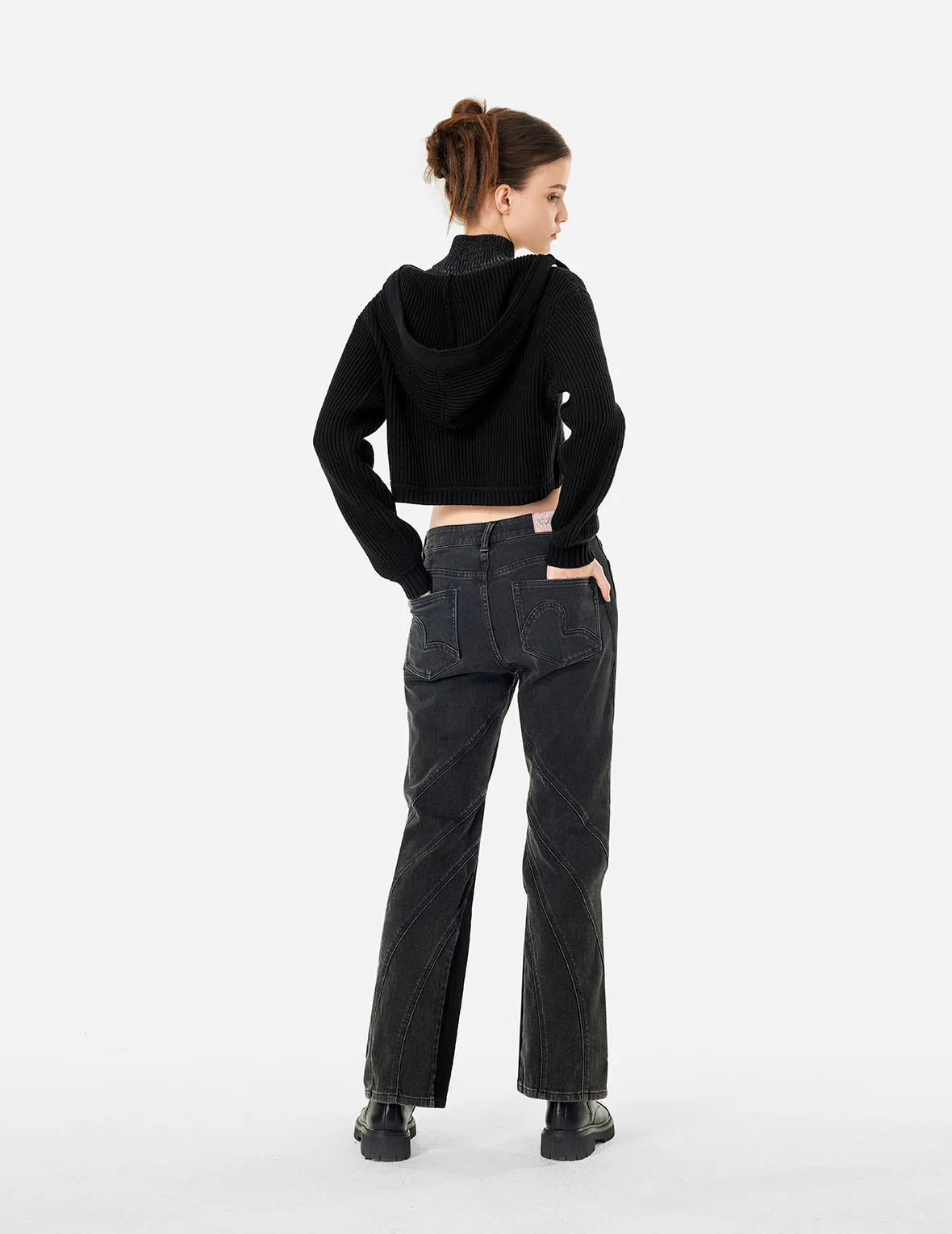 Laser Seagull Print Hooded Fashion Fit Cropped Cardigan sold by Evisu product image thumbnail 4